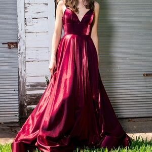 Sherri Hill Red Satin Prom Dress